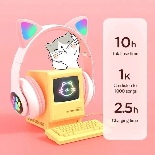 🎧 Wireless Cat Ear Headphones with Mic – Bluetooth, 50% OFF TODAY ONLY! 🐱✨