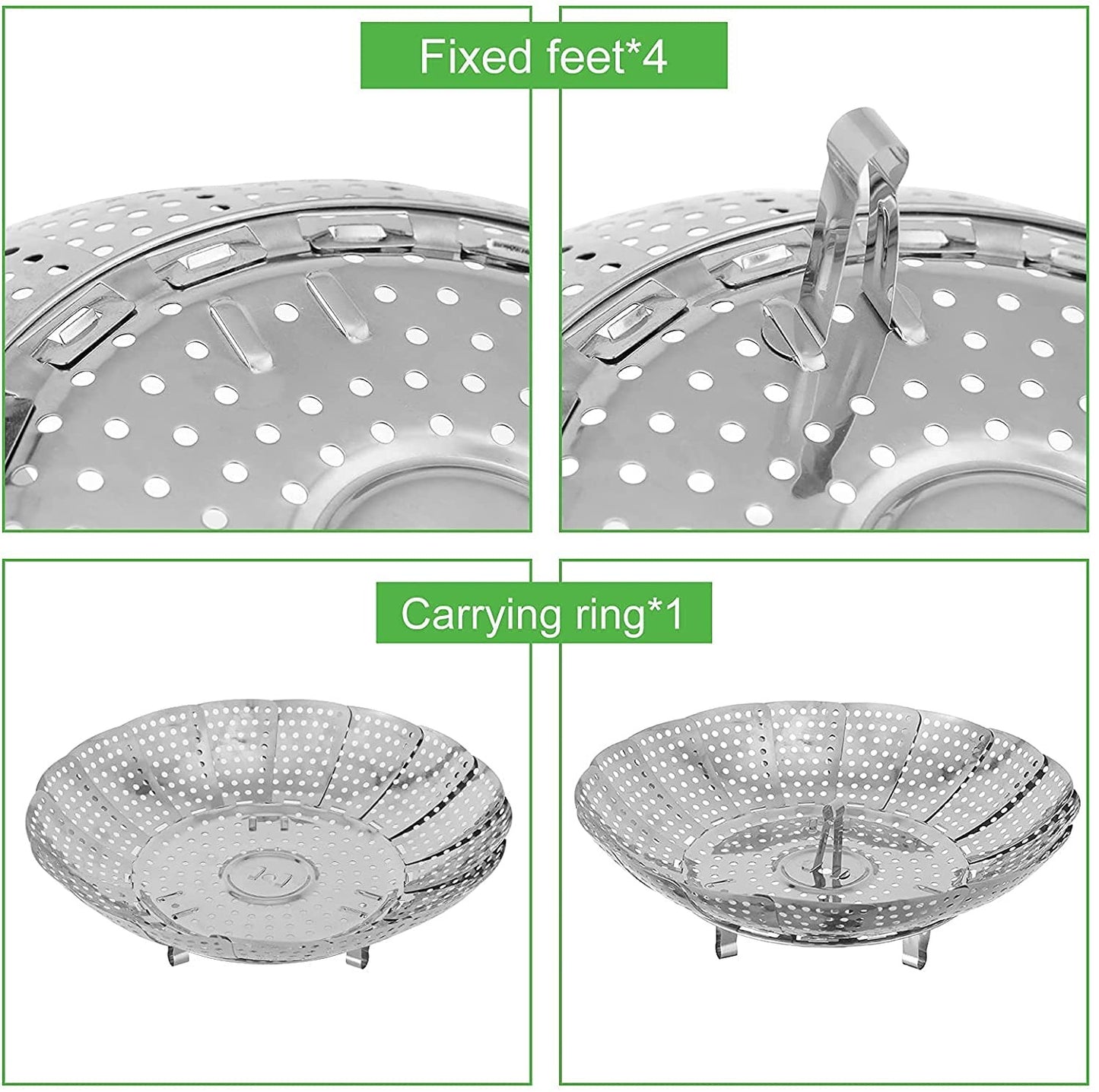 Stainless Steel Steamer Basket – Fits Pots & Pans