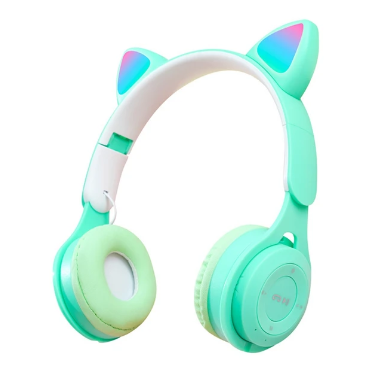 Flash Light Cute Cat Ear Headphones🔹 Wireless & Bluetooth 📶