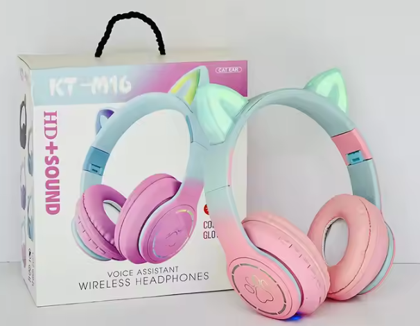 Flash Light Cute Cat Ear Headphones🔹 Wireless & Bluetooth 📶