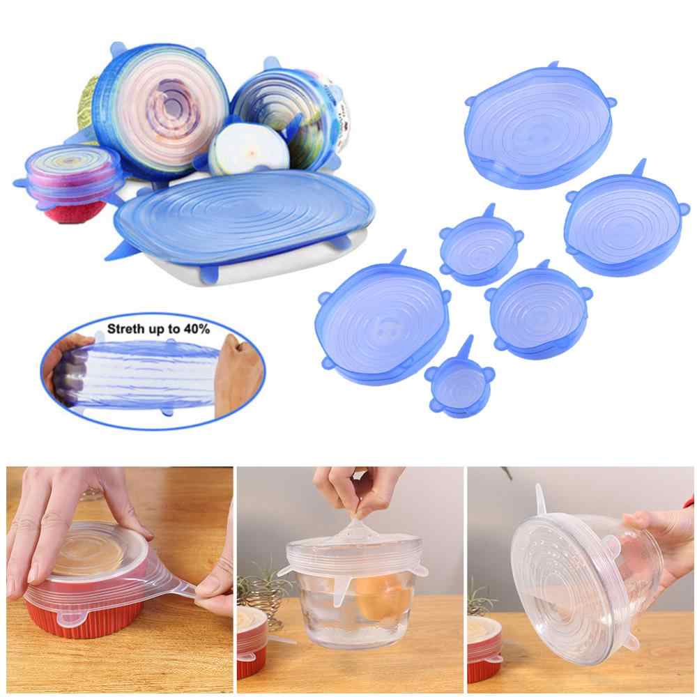 🛒 6-Piece Silicone Stretch Lid Set 🍲✨ Reusable  🥗🔄🌙 Flat 50% OFF 😍 |