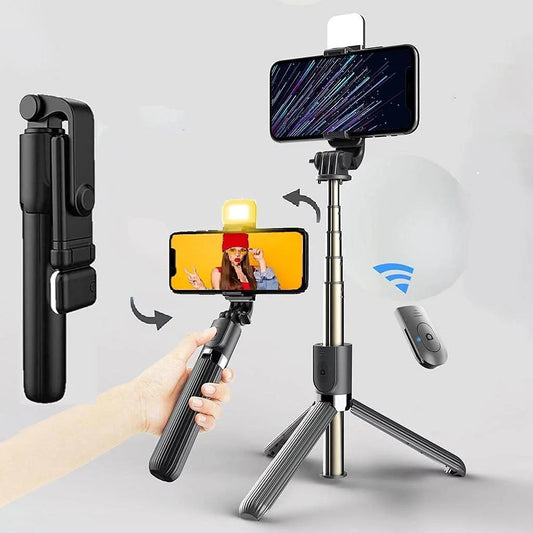 🔥 4-in-1 Portable Selfie Stick & Tripod | Remote Control + Flashlight | 40% OFF Today! 🔥