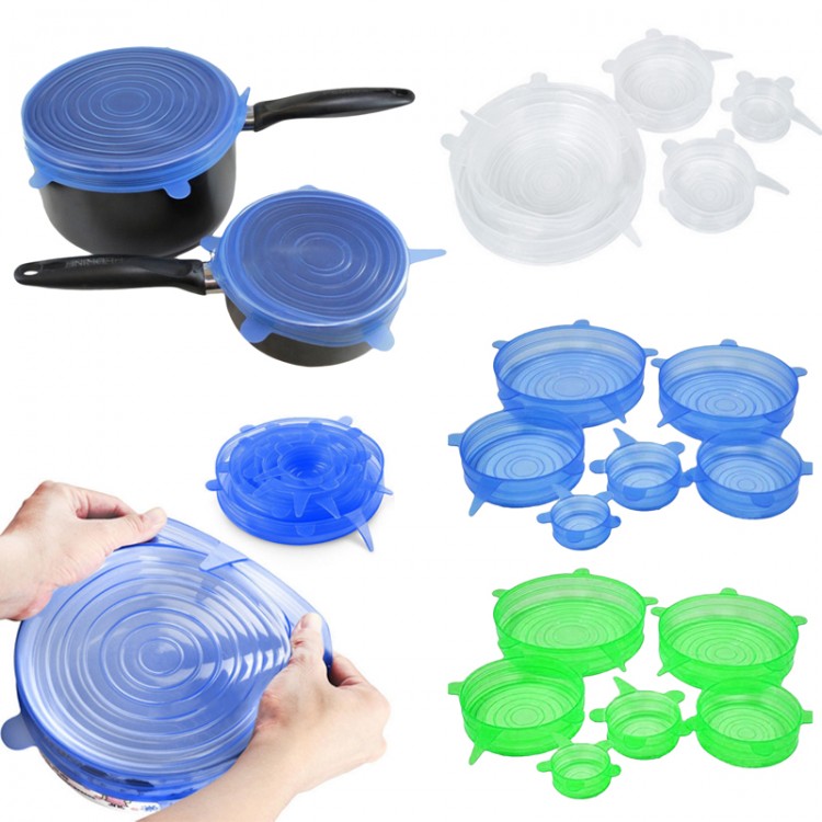 🛒 6-Piece Silicone Stretch Lid Set 🍲✨ Reusable  🥗🔄🌙 Flat 50% OFF 😍 |