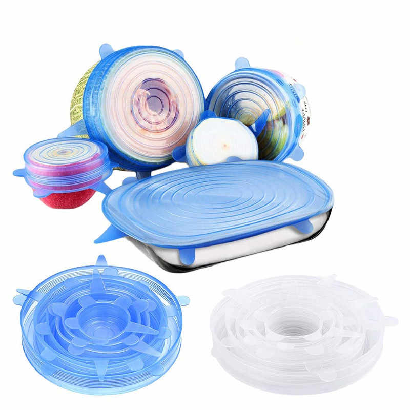 🛒 6-Piece Silicone Stretch Lid Set 🍲✨ Reusable  🥗🔄🌙 Flat 50% OFF 😍 |