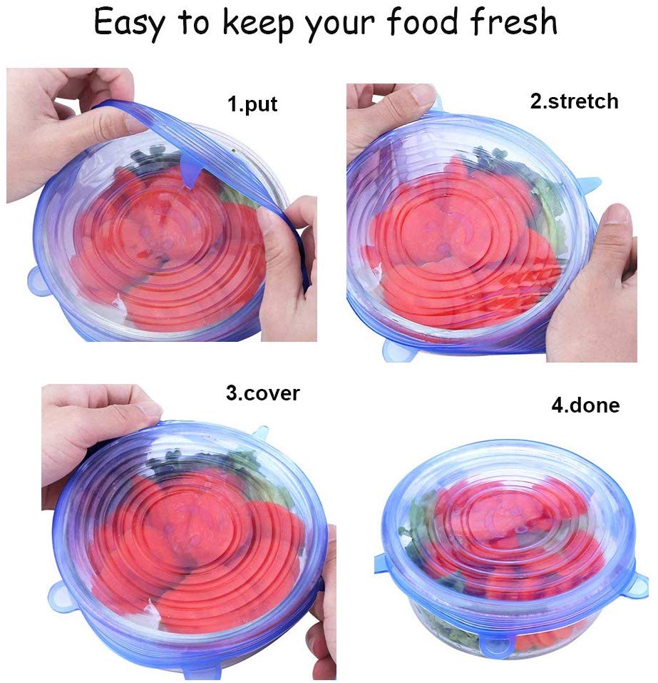 🛒 6-Piece Silicone Stretch Lid Set 🍲✨ Reusable  🥗🔄🌙 Flat 50% OFF 😍 |