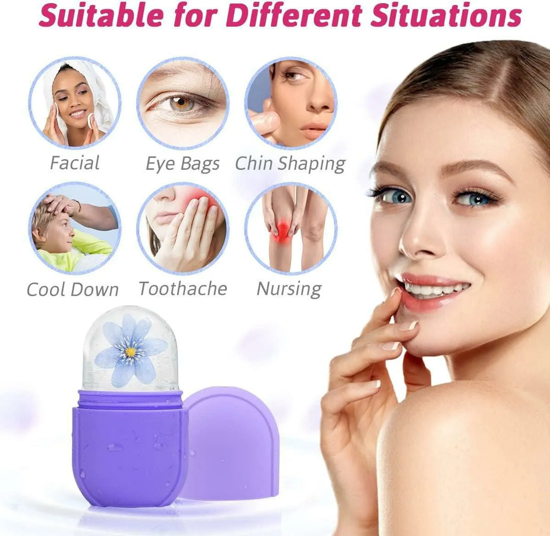 Ice Roller for Face ❄️✨ | Reusable Silicone Facial Ice Mold for Glowing Skin & Puffiness Relief