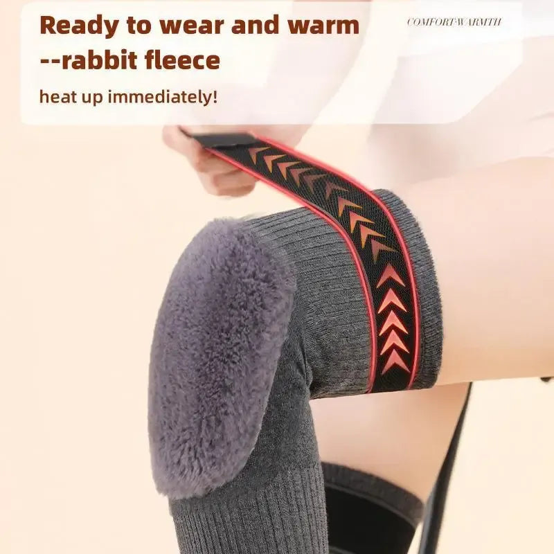 2 PCS Non-Slip Cashmere Wool Knee Pads Brace Leg Warmer With Strap Adjustable For Men & Women