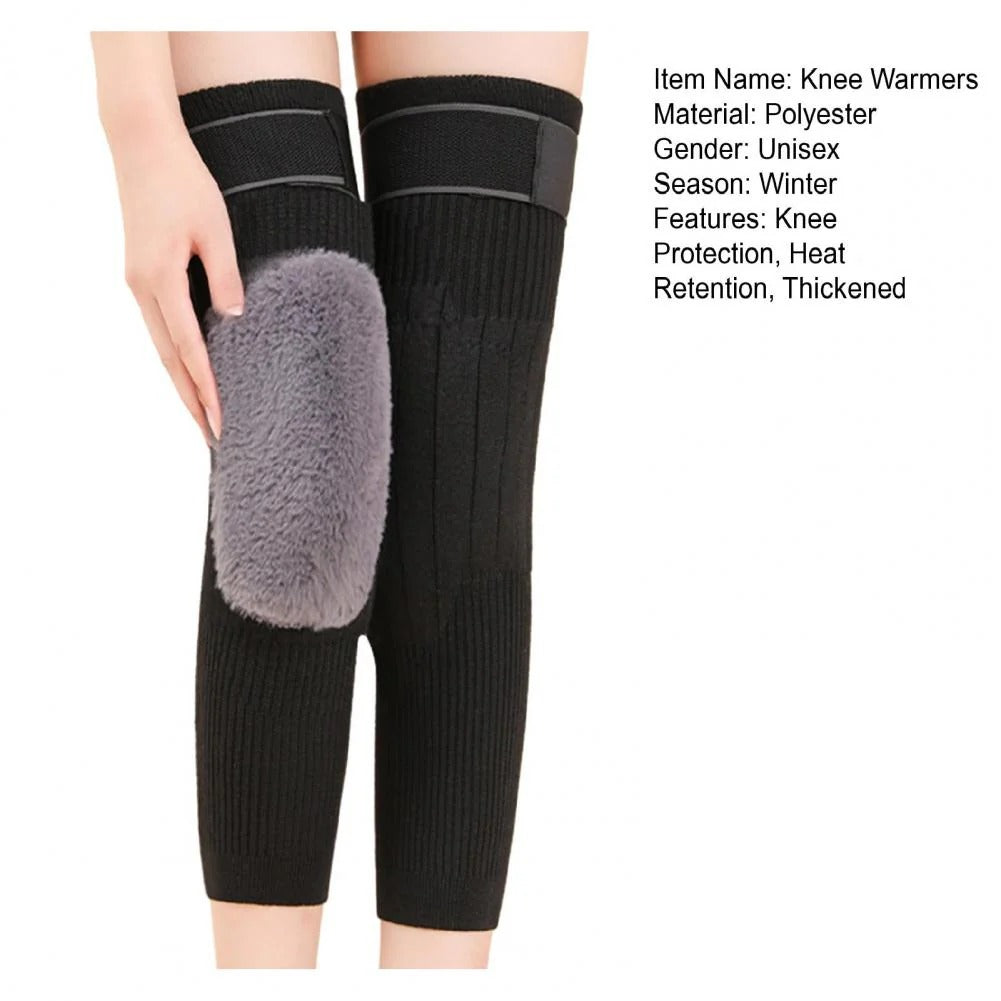 2 PCS Non-Slip Cashmere Wool Knee Pads Brace Leg Warmer With Strap Adjustable For Men & Women