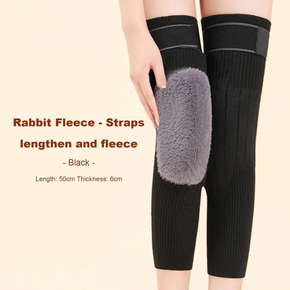 2 PCS Non-Slip Cashmere Wool Knee Pads Brace Leg Warmer With Strap Adjustable For Men & Women