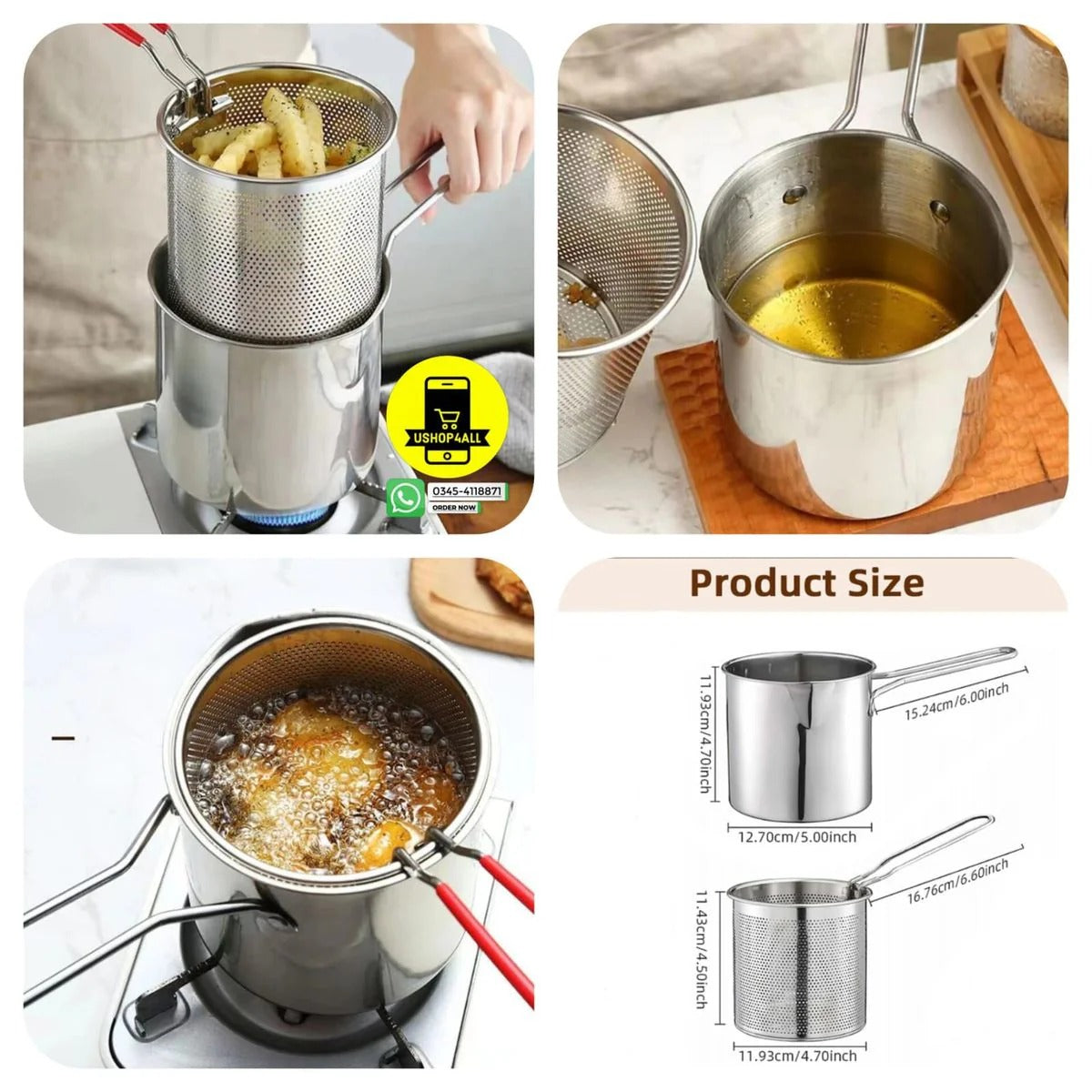 Heavy-Duty Oil Frying Pot with Basket – Crispy, Safe & Easy Cooking 🍟✨